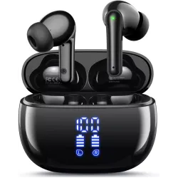 Bluetooth Wireless Earbuds, 40H Playtime Waterproof, Deep Bass, Mic for Sports